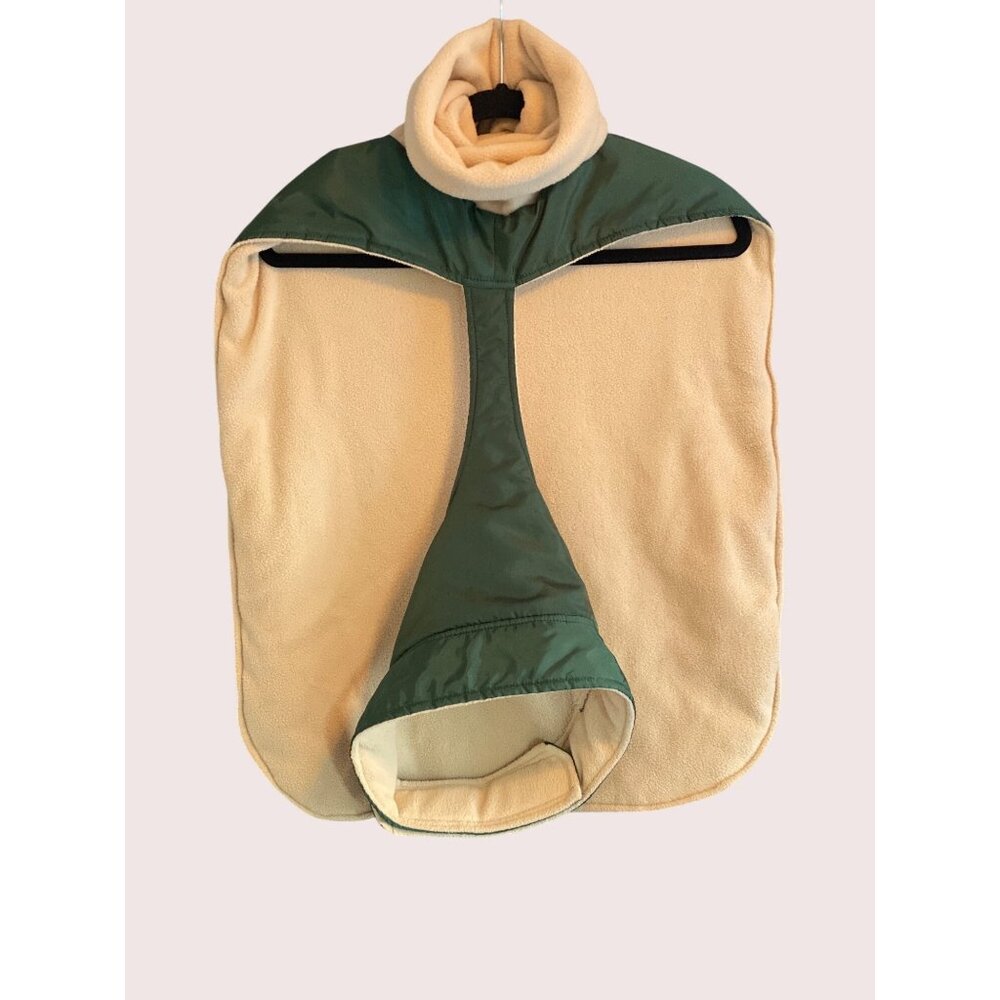 Green Jacket  Dog Coat Winter Tan Fleece Lining Hook Loop Fastener 4XL
